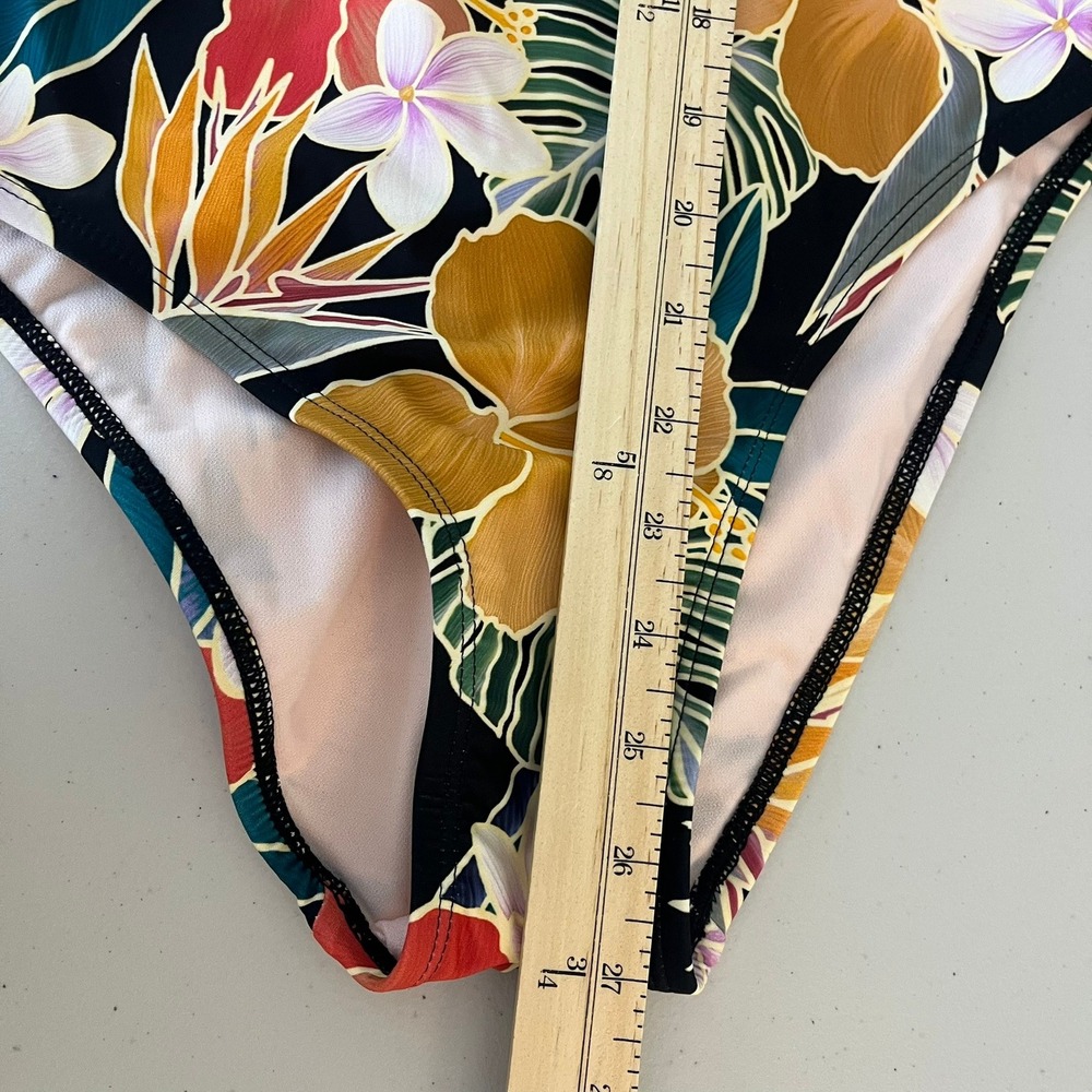Hurley Womens Tropical Floral One Piece Swimsuit Black Multi Strappy Back Small - Picture 10 of 12